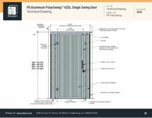 Image of P5 Aluminum PolarSwing AZSL Single Swing Door Technical Drawing Image