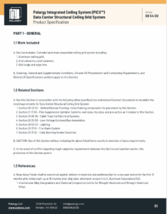 Image of Polargy Integrated Ceiling System (PICS) Data Center Structural Ceiling Grid System Product Specification