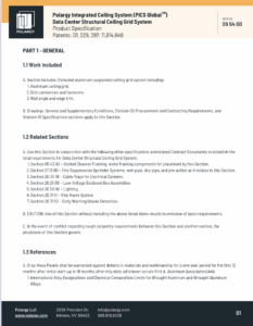 Image of Polargy Integrated Ceiling System (PICS Global) Data Center Structural Ceiling Grid System Product Specification